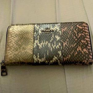 Coach snakeskin accordion wallet